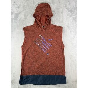 Nike Shirt Mens Medium Red Element Sleeveless Running Hooded Dri Fit Reflective
